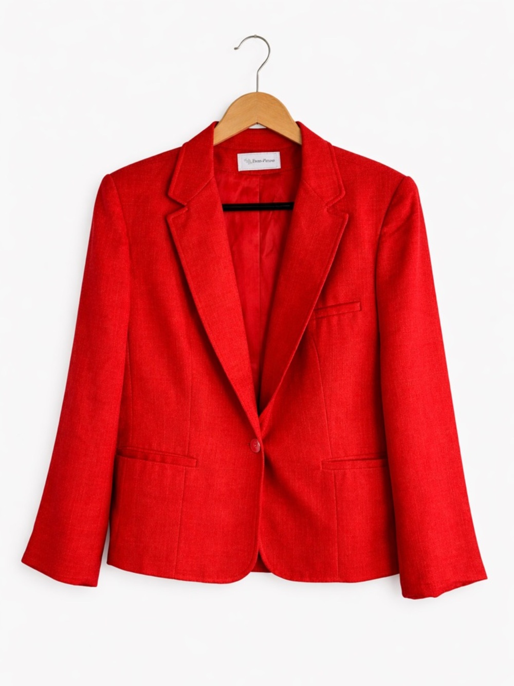 Evan Picone Vibrant Red Single-Button Blazer Size 6 Vintage Tailored Career